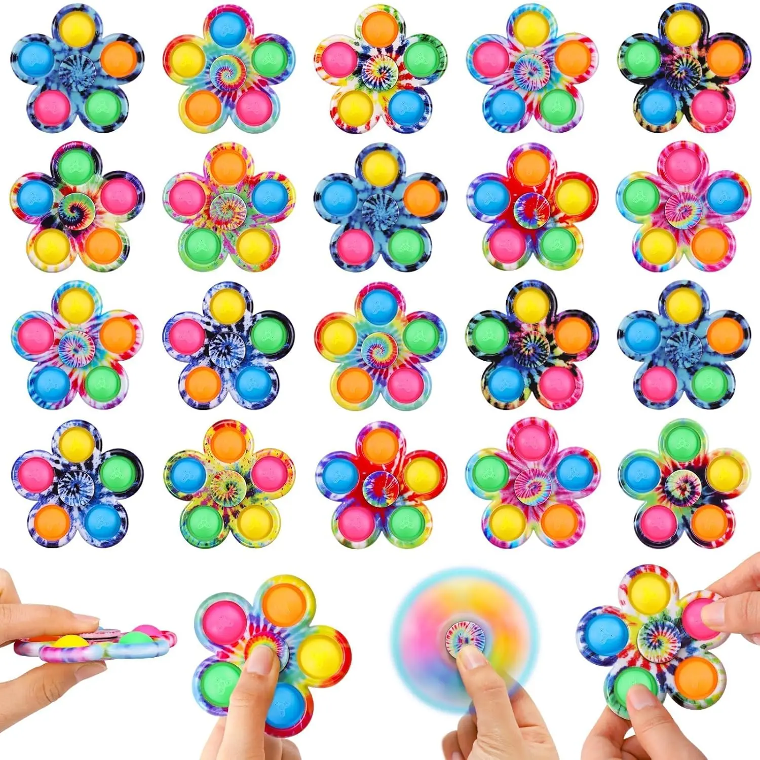 24 Pcs Pop Fidget Spinner Bulk, Treasure Box Toys for Classroom Prizes ADHD, Mini Sensory Fidget Toys for Kids Adults, Party Favors Goodie Bag Stuffers Gifts for Kidsfidget toys
