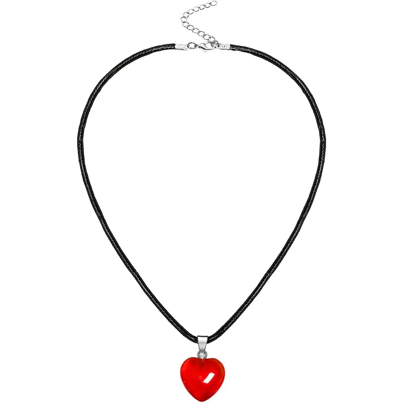 Necklace for Women Adjustable Glass Heart Pendant Black Choker Necklace Dainty Cute Y2K Valentines  Gifts for Her