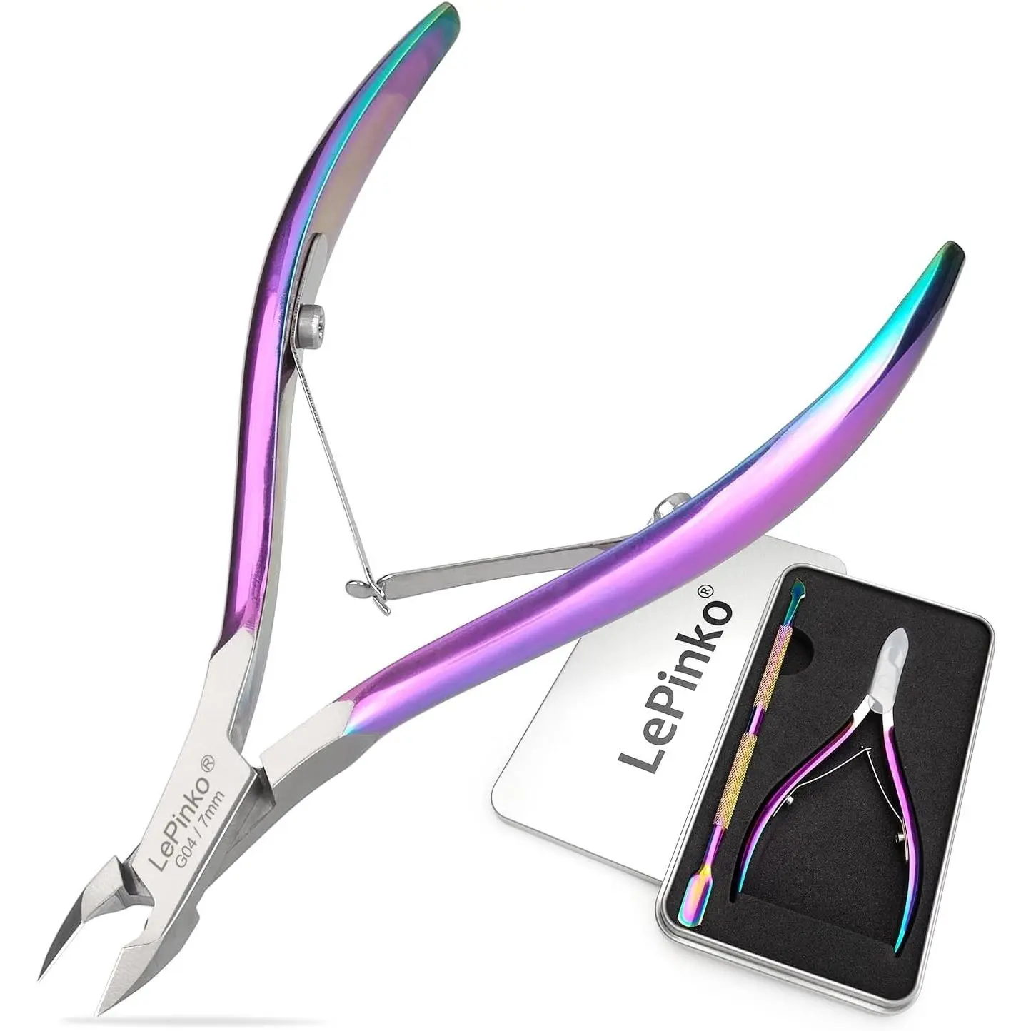 Women's Professional Cuticle Trimmer with Cuticle Pusher - 7mm Jaw Labor-Saving Dead Skin Nippers, Sharp Hangnail Remover, Manicure Nail Care Supplies for Fingernails & Toenails, Pedicure Tool