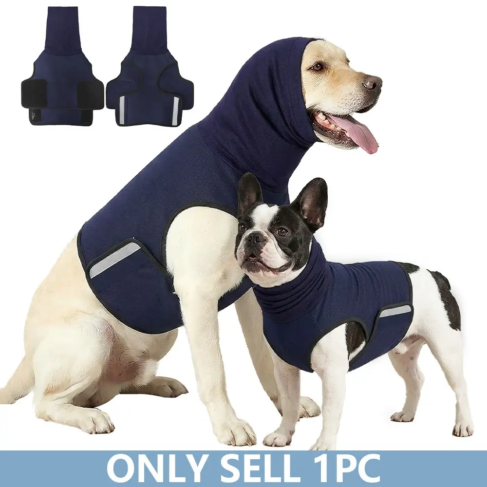 Dog Anxiety Calming Hooded Vest, Breathable Dog Jacket Vest for Thunderstorms, Fireworks, Vet Visits, Separation, Noise Block & Ear Protection Recovery