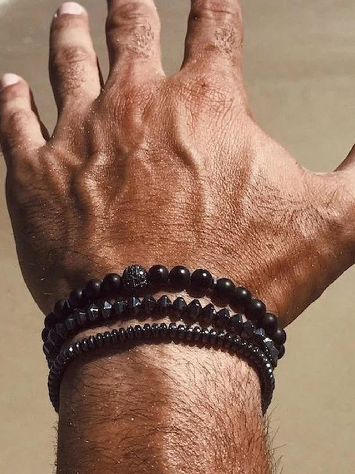 Men's Street Trend Beaded & Cross Charm Bracelets, 3pcs/set Trendy Minimalist Matching Bracelets, Chic Hip Hop Vintage Jewelry As Gift for Boyfriend, Stackable Bracelets, Mix Bracelets, Bangles Bracelets Set