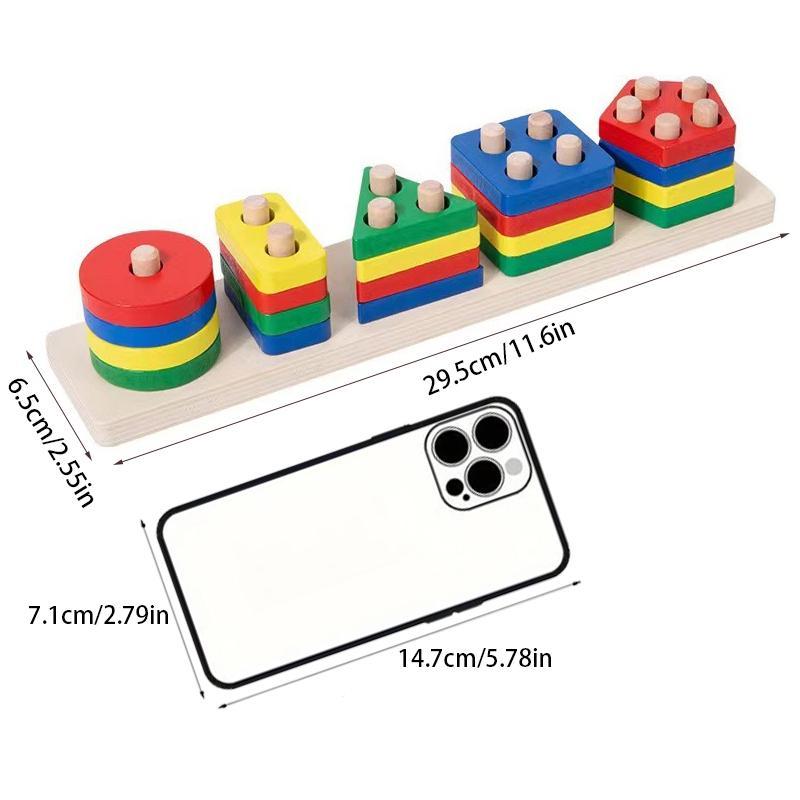 Wooden Shape Sorter Toy, Shape Matching Montessori Toy for Fine Motor Skills & Shape Recognition, Interactive Learning Toy for Home School