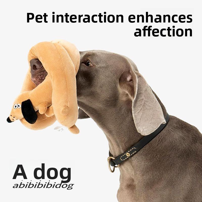 Sausage Dog Pet Toy, Squeaky Plush, Long Design, Companion & Boredom Relief, Warm Cuddle Doll for Dogs & Cats Outdoor