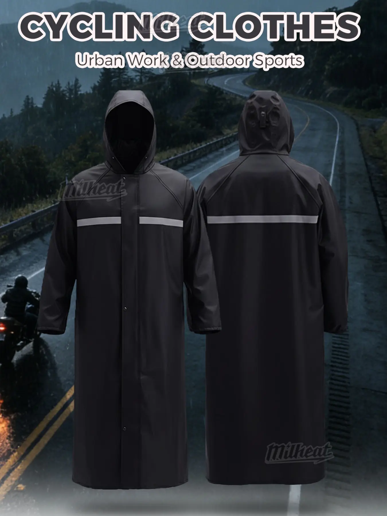 Men's Hooded Raincoat, Adult Jacket, Waterproof Coat for Spring, Summer, Fall, Winter, Ideal for Outdoor Activities, Camping, Cycling, Fishing, Hiking, Motorcycle Riding, Travel