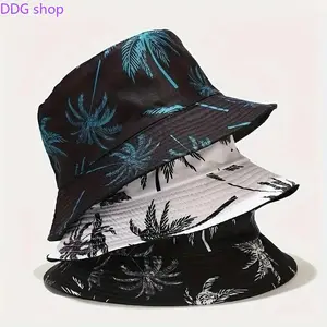 Unisex Coconut Print Bucket Hat - Men's Accessories, Breathable Lightweight Cloth, Durable Boho Beachy Fisherman Outdoor Cap for Summer Beach Travel Casual Wear, Fisherman Hats