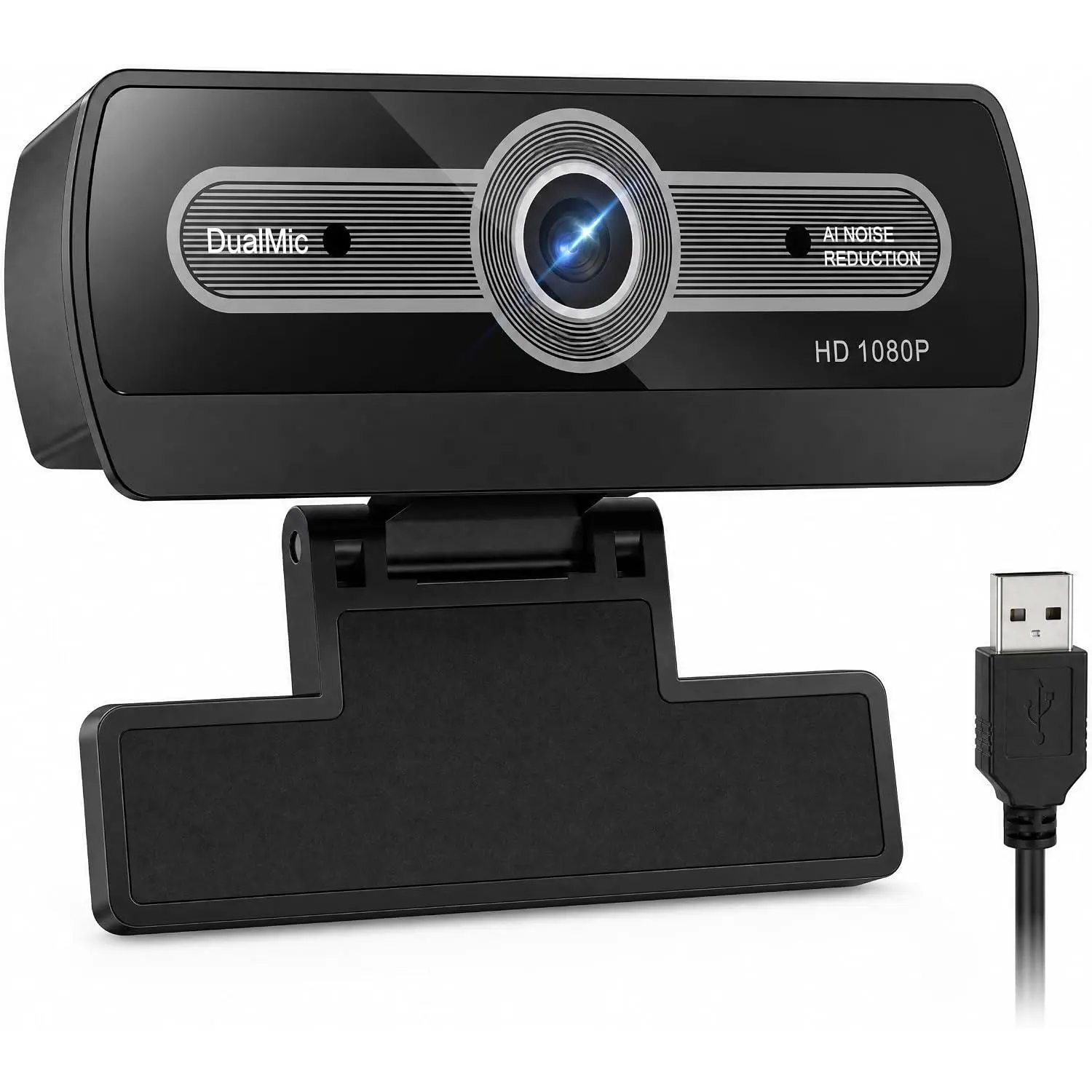 Full HD 1080P Webcam with Noise Cancelling Microphone, USB Plug-and-Play PC/Laptop Camera with Auto Adjust Light, Synthetic for Video Calls, Compatible with Windows