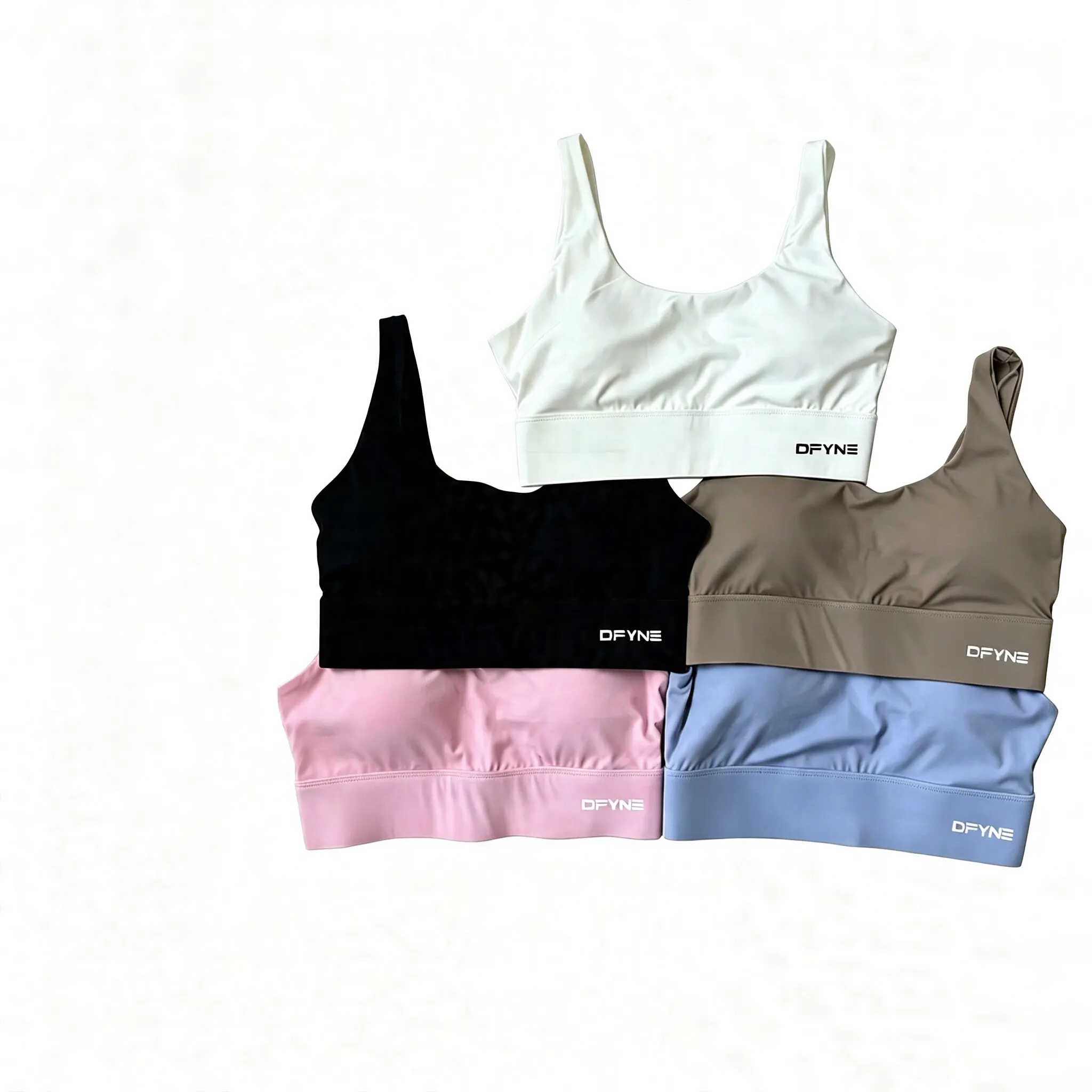 DFYNE Women’s Longline Padded Sports Bra Tank Top - Wide Strap, Scoop Neck, Built-In Padding, Soft Fabric Workout Wear for Yoga Fitness