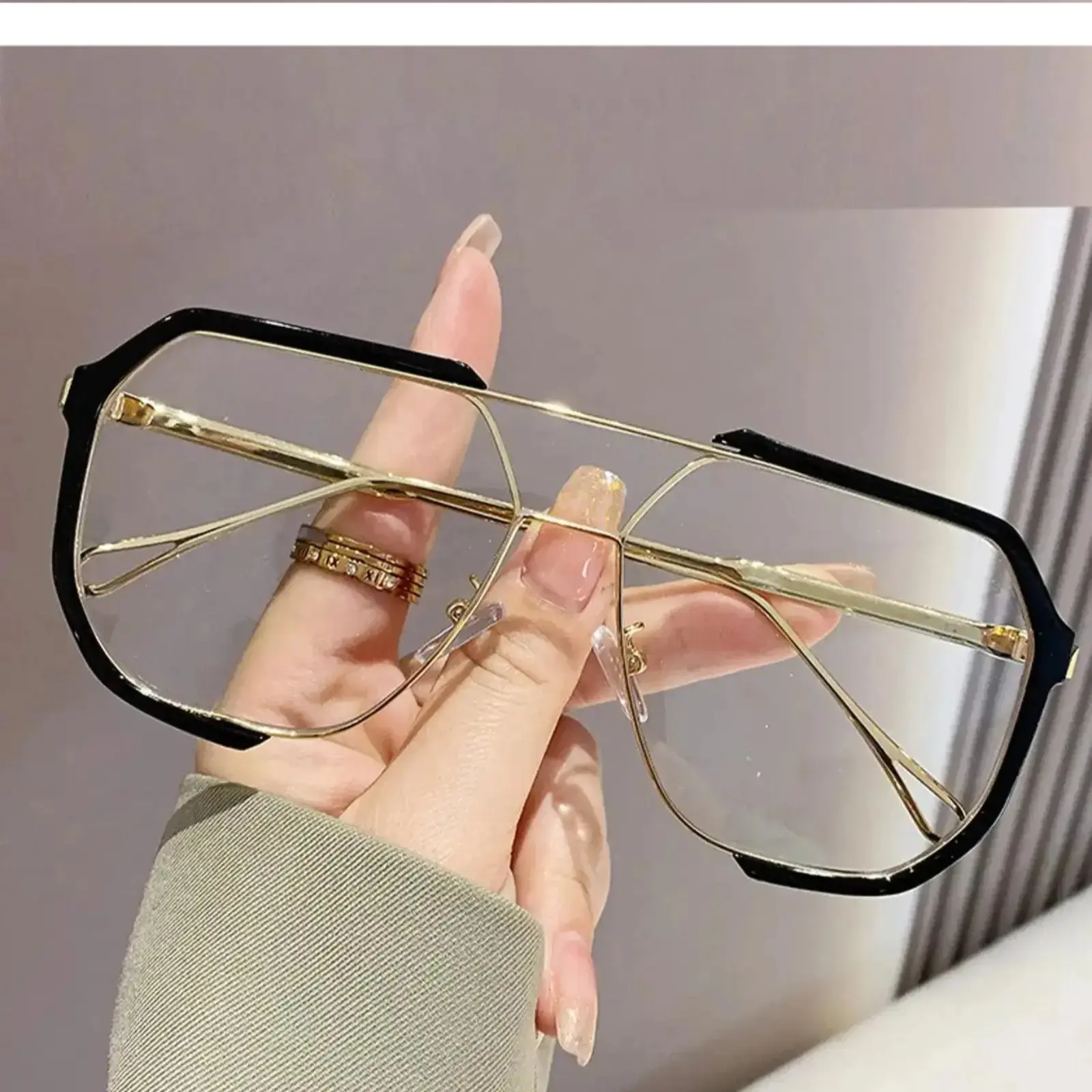 (1 Pair) Basic Flat Top Fashion Eyeglasses for Women & Men, Square Eyeglass Frame, Stylish Square Frames, Fashion Eyeglasses for Party, Daily Clothing Decor, Perfect for Student Daily Use, Fashion Eyewear, Trendy Square Frames