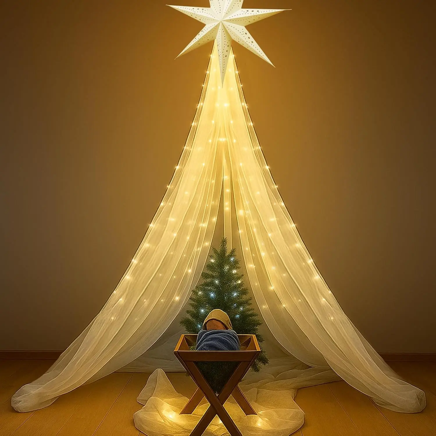 9.8 FT Lighted Nativity Scene for Easter Large Jesus Holy Family Religious Decorations with LED Lights Indoor Outdoor Yard Christian Faith Decor for Lent Easter Sunday Church Home Decor