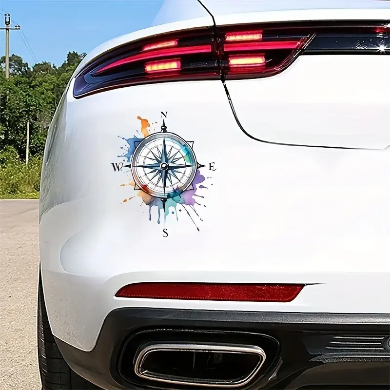 Mountain Compass Vinyl Sticker, Perfect for Camping, Cars, Motorcycles, Durable Outdoor Adventure Decal, Stylish Vehicle Accessories