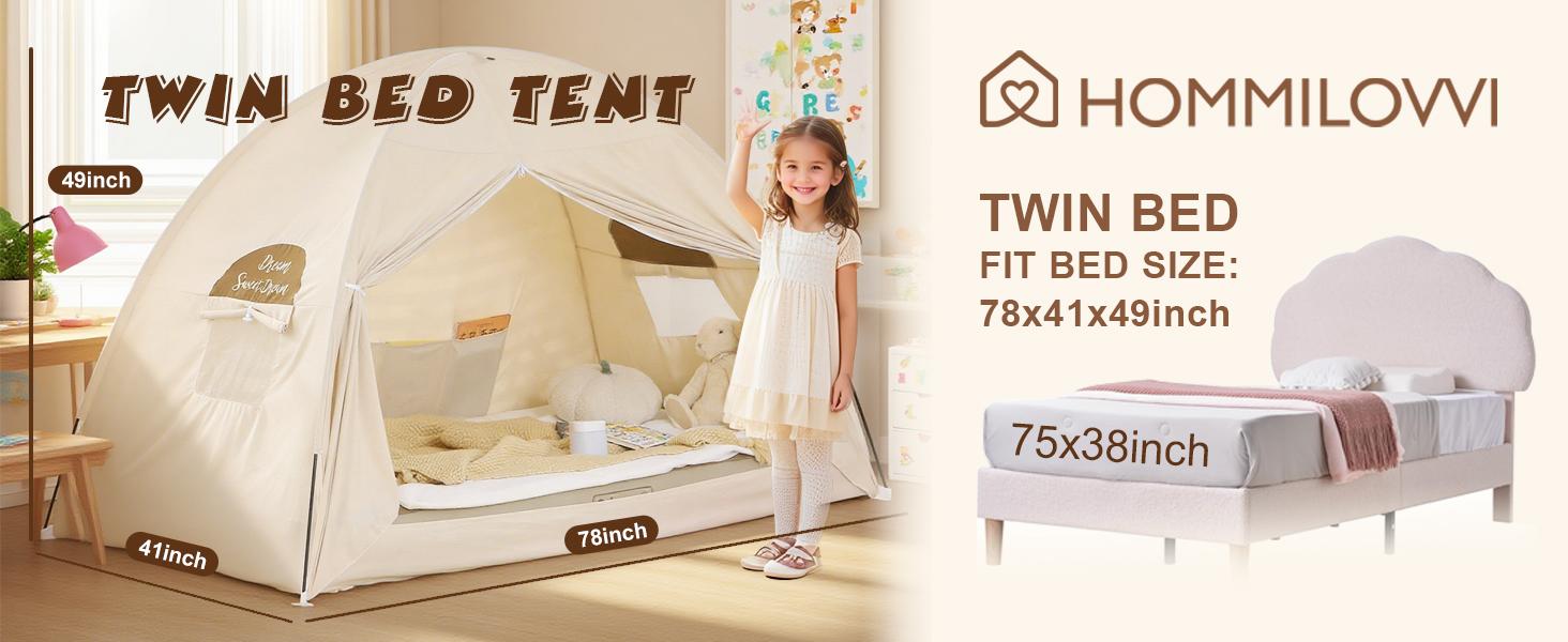 Twin Bed Tent for Boys, Indoor Blackout Sleeping Tent with Dreamy, Breathable Privacy Bunk Beds, for Drafty Rooms or Cottage-Style Spaces, Black