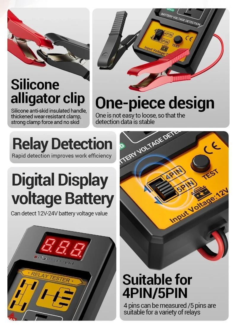 Car Relay Tester Voltage Tester  Universal 11-25V Automotive Car Battery Check LED Indicator Light Relay Diagnostic Restorer Kit Truck