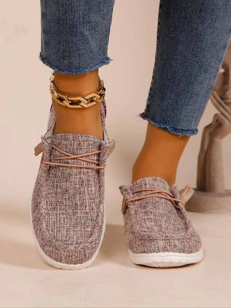 Summer Fashionable Solid Color Round Toe Slip-on Shoes, Designer Shoes, Casual Comfortable Versatile Sports Shoes, Trendy Lace up Shoes for Daily Wear