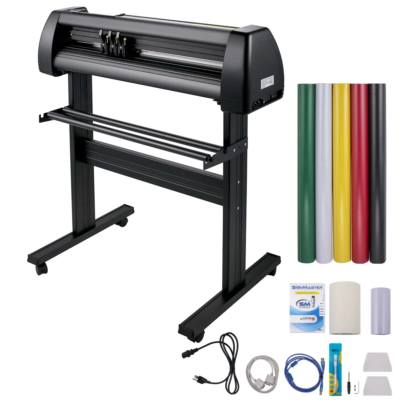 Vinyl Cutter Machine, 28inch Vinyl Plotter, LCD Display Plotter Cutter, Adjustable Double-Spring Pinch Rollers Sign Cutting Plotter, Plotter with Signmaster Software for Design and Cut