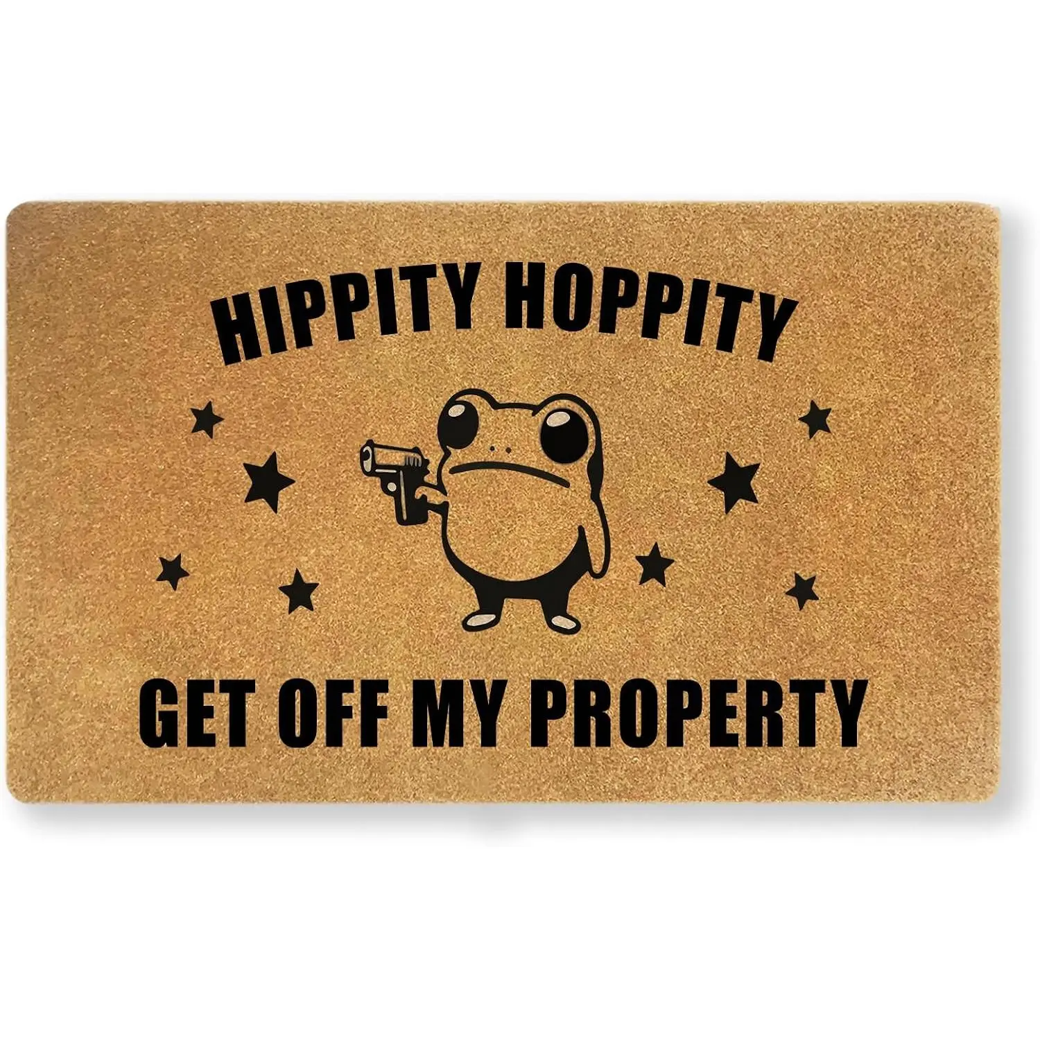 Hippity Hoppity Get Off My Property Door Mat | 30x17 Inch Frog Door Mat, Funny Faux Coir Non-Slip Welcome Mat for Indoor Outdoor Entry, Dirt Trapping Rug