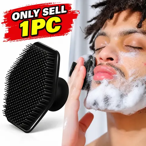 【Black Friday】Men's Silicone Face Scrubber Brush with Easy-Grip Handle, Gentle Exfoliating and Massaging Tool for Deep Cleansing and Smoother Shaving