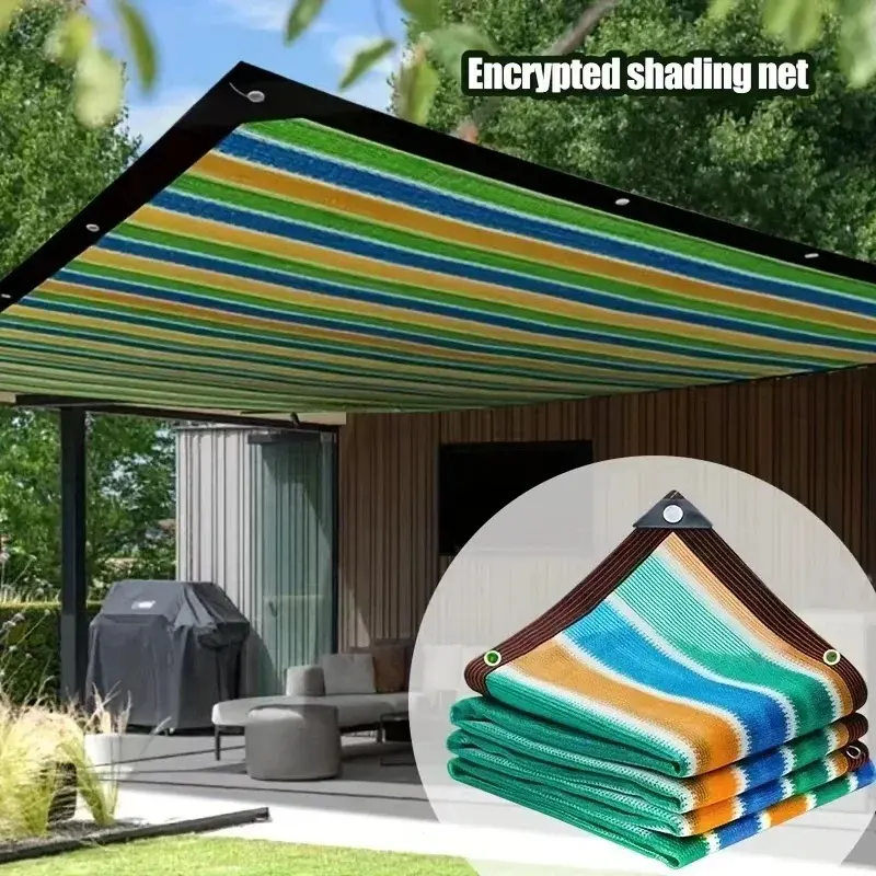 High Density Striped Sun Shade Net, Breathable Durable Mesh Canopy, All Weather Cooling Shade Cover for Patio Garden Carport Greenhouse