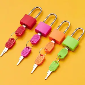 2pcs Metal Padlocks Set Durable Small Colorful Plastic Luggage Locks with Keys Portable for Luggage Gym School Security Random Color