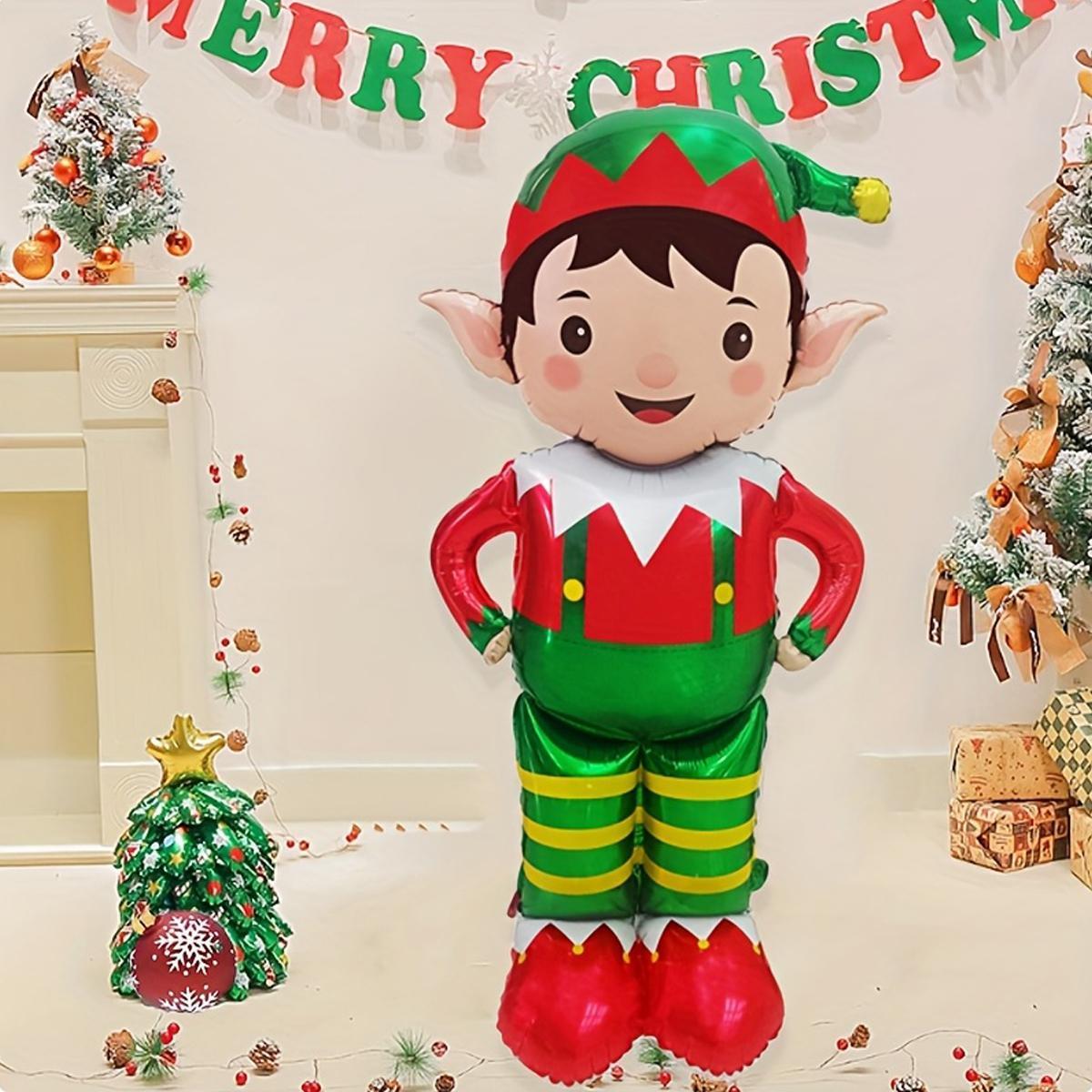1pc 61-inch Standing Christmas Elf Balloon, Birthday Party Atmosphere Decoration, Prop for Room Decor, Christmas Party Supplies