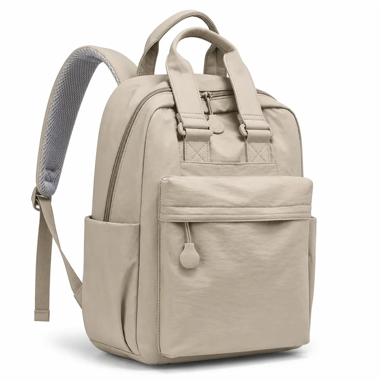 Cozy Commuter Backpack for Women Lightweight Large Capacity Travel Bag Wear Resistant Oxford Nylon Lining Zipper Closure Solid Color Stitching Contrast Medium Size Daily Use