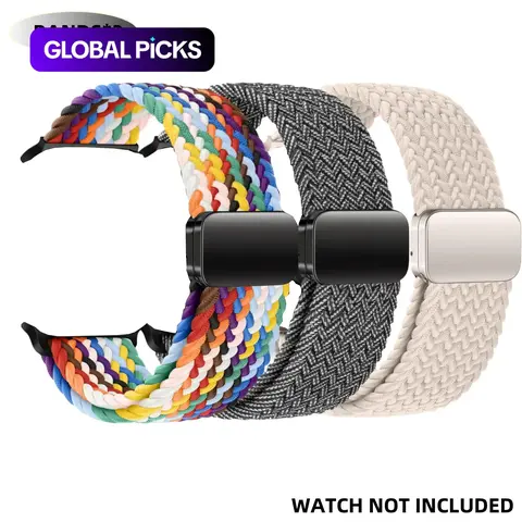 Magnetic Braided Solo Loop Band, 3 Stretchy Nylon Elastic Sports Straps for Apple Watch SE/Ultra 1/2, Replacement Watch Bands for Apple Watch Series 10/9/8/7/6/5/4 (41/42/44/45/46/49 mm), Smartwatch Accessory Band & (Band Only) #GLOBAL PICKS