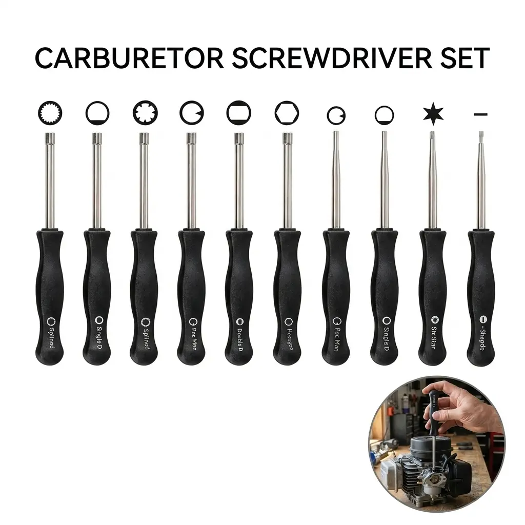 10-Piece Carburetor Adjustment Tool Kit with Screwdriver Components for 2-Cycle Small Engines, Trimmers, Weed Eaters, Chainsaws - YY0 Carb Tune-Up Hand Tool Set, Yy0 Set