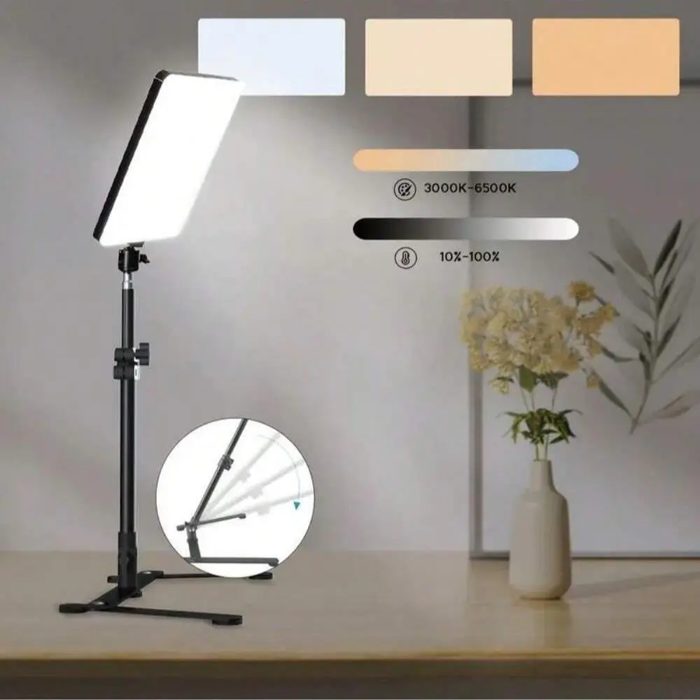 Adjustable Light LED Selfie Lamp with Adjustable Stand, Cri 97, 3000k-6500k Portable Photography and Video Conference Lighting, USB Powered