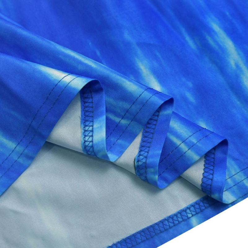 Women's Y2K Blue & White Tie-Dye Halter Neck Maxi Dress - A-Line Floor-Length Beach Dress with Back Tie Closure, Semi-Sheer Sleeveless Design for Vacation, Travel, Daily Outfits - All-Season Casual to Formal Events (Machine Washable) - Turq