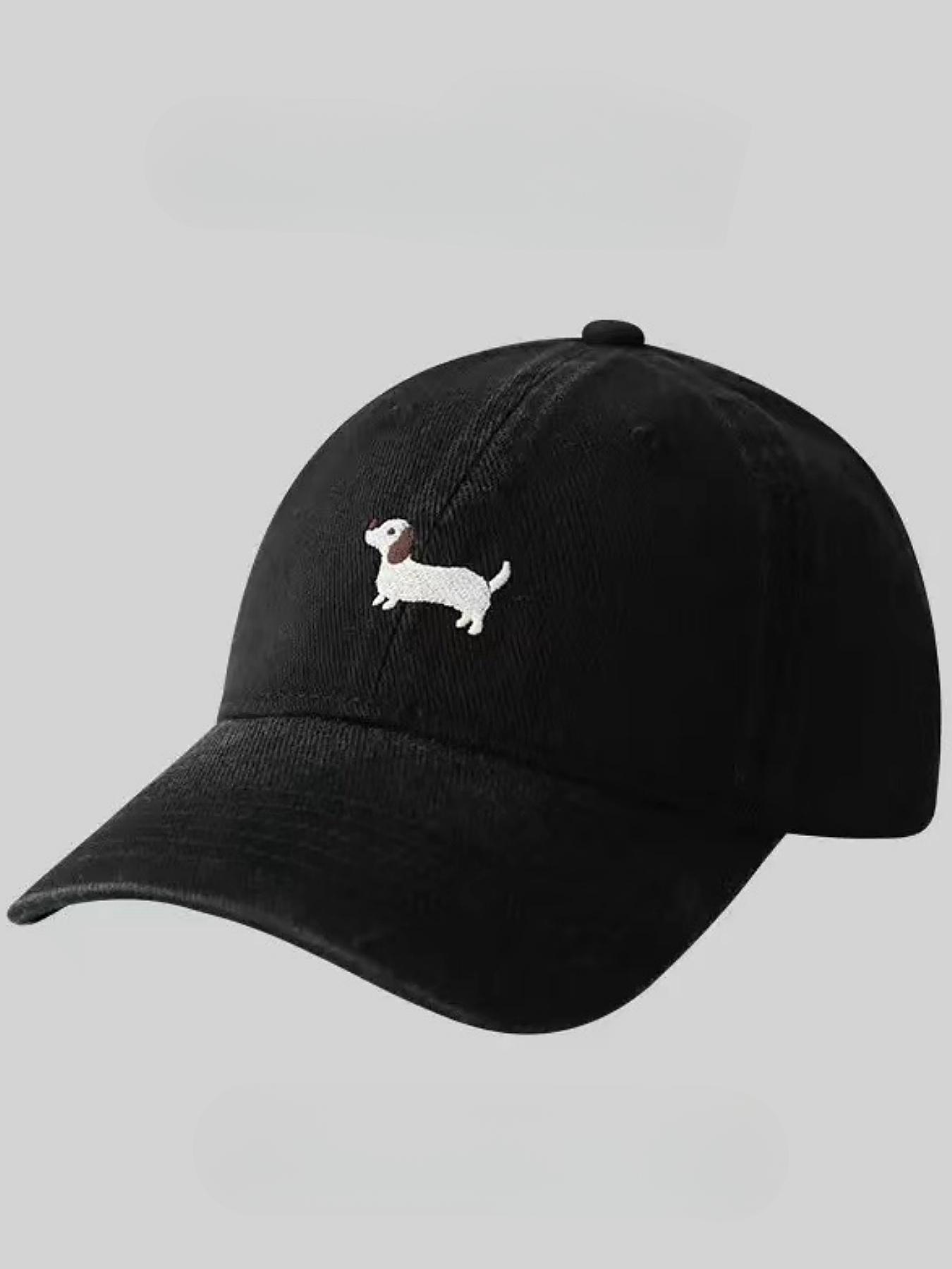 Cute Cartoon Sausage Dog Embroidered Baseball Cap, Animal Hats, High-Quality Wide Brim, Casual Fitted Hat for All Seasons, Unisex Fashion Accessory