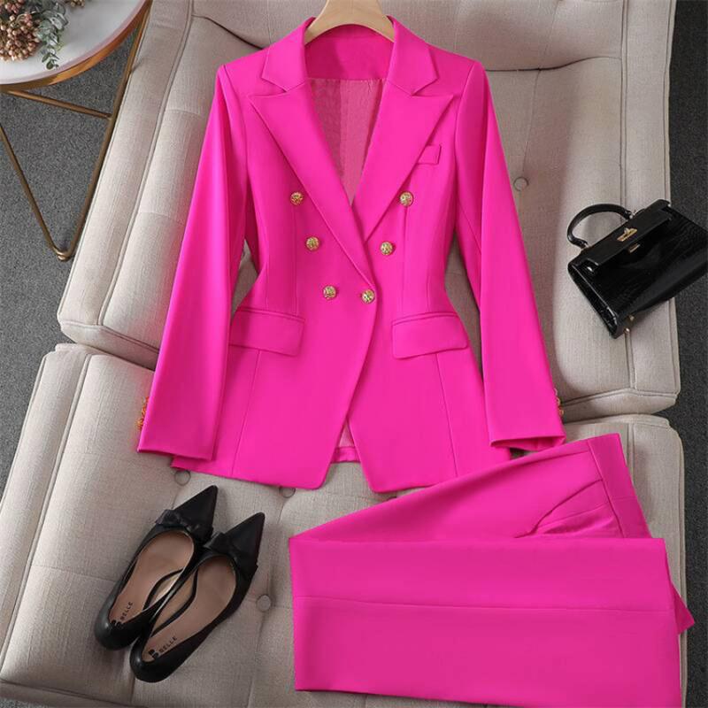 Vintage Blazer Slim Fit Fashion 2025 Women Korean Style Casual Design Sense Top and Trousers Set233