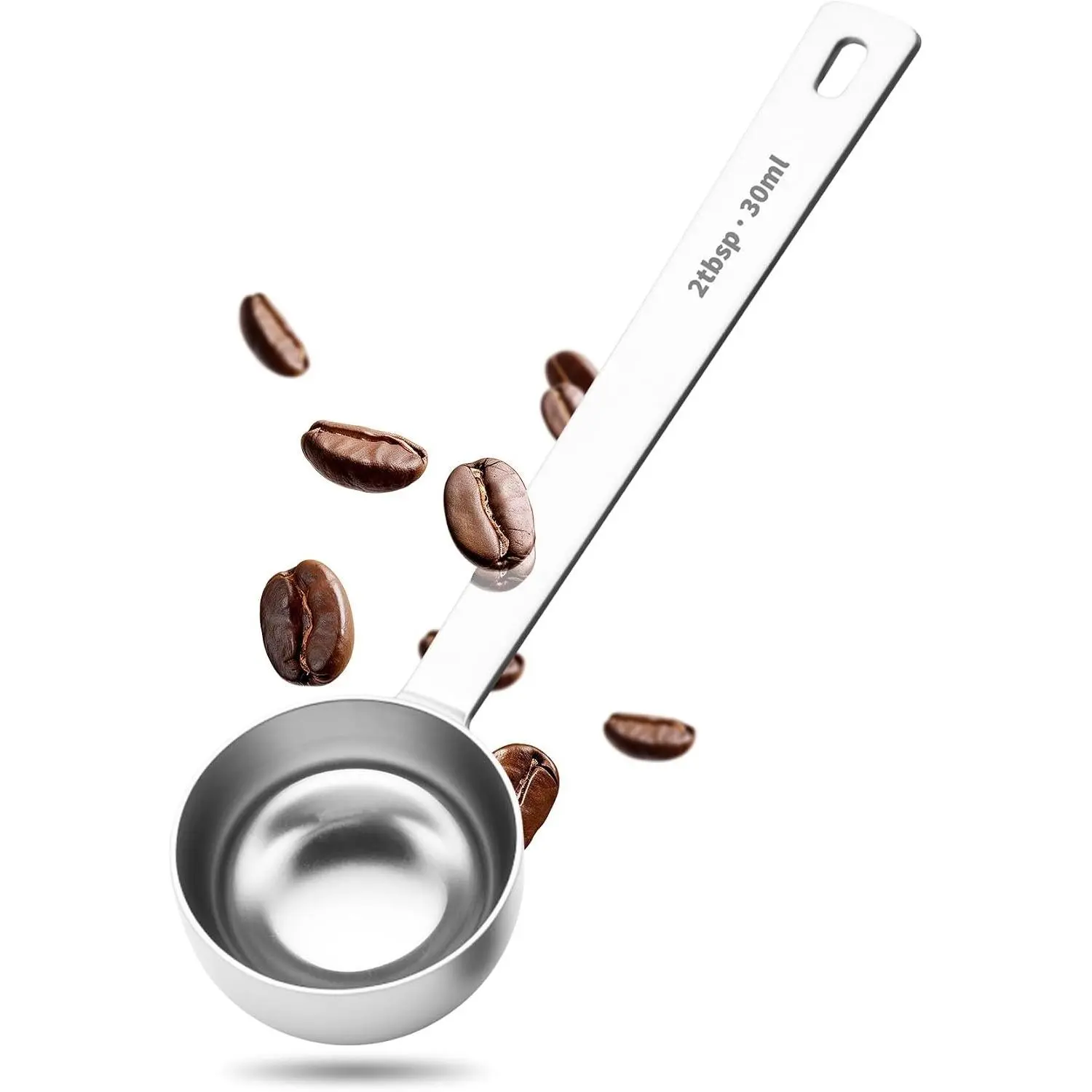 Coffee Scoop for Ground Coffee 2 Tbsp- 304 Stainless Steel Long Handled Measuring Spoon for Coffee, , Sugar & Spices, Durable & Dishwasher Safe