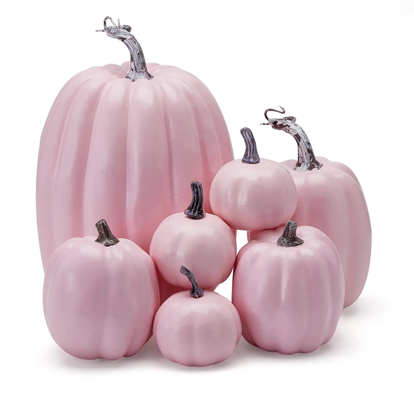 7 Pcs Pumpkin Fall Decorations, Decorative Large Small Outdoor Orange Foam Plastic Fake Faux Artificial  Pumpkins for Halloween Autumn Harvest Festival Home Table Decor