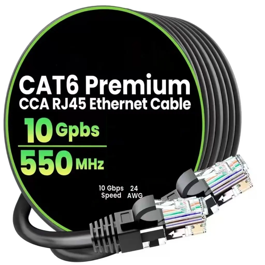 Cat6 Ethernet Cable, 10gbps High-Speed Transmission, 550mhz Bandwidth, Stable Signal, Rj45 Compatible, Ideal for Home Office, Gaming, Networking