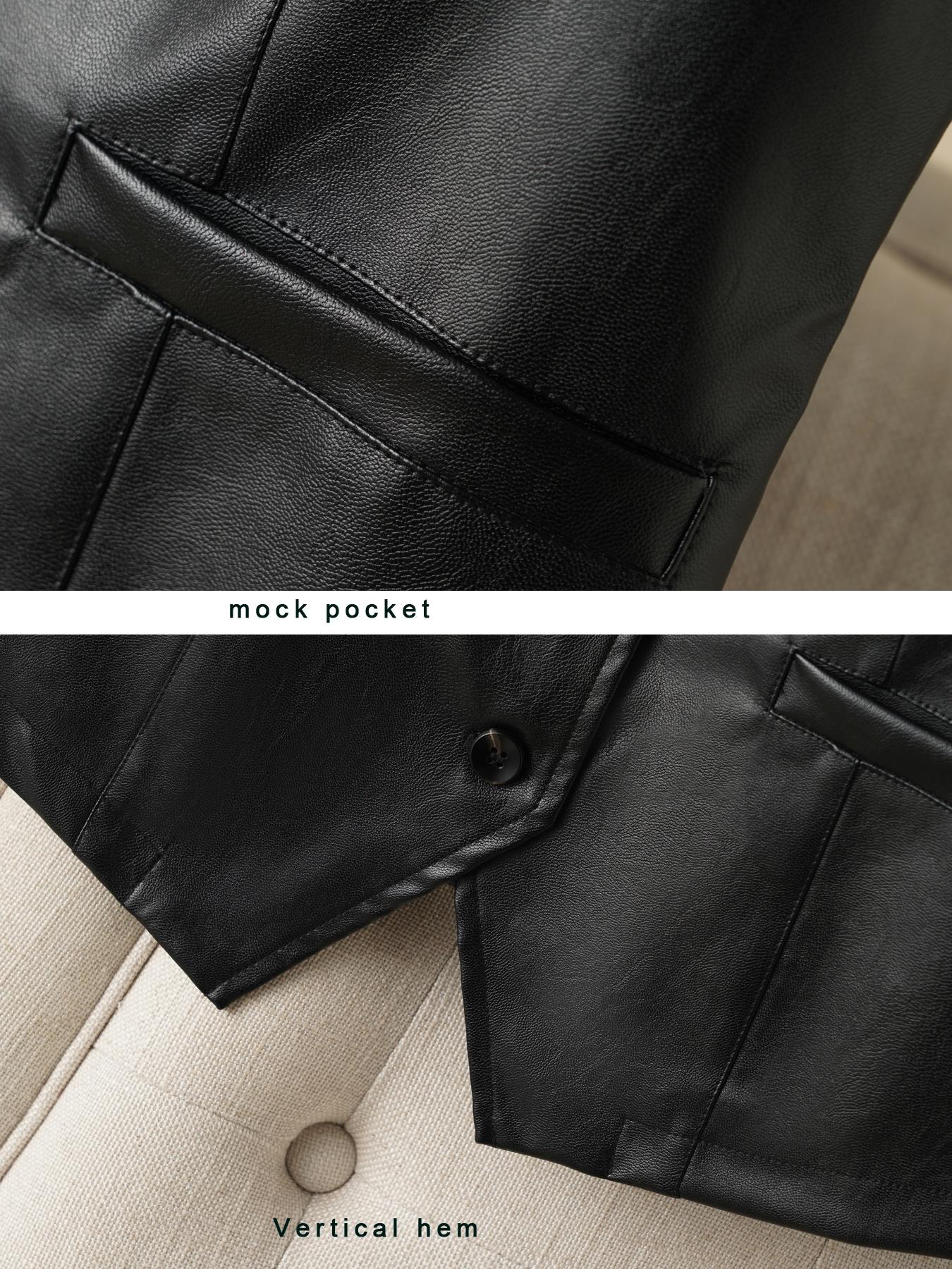 Women's PU Leather Vest Top, Single Button Front, Sleeveless V Neck, Casual Fitted Style, Spring & Fall Fashion, Moderate Fabric Thickness, Casual Comfy Vests