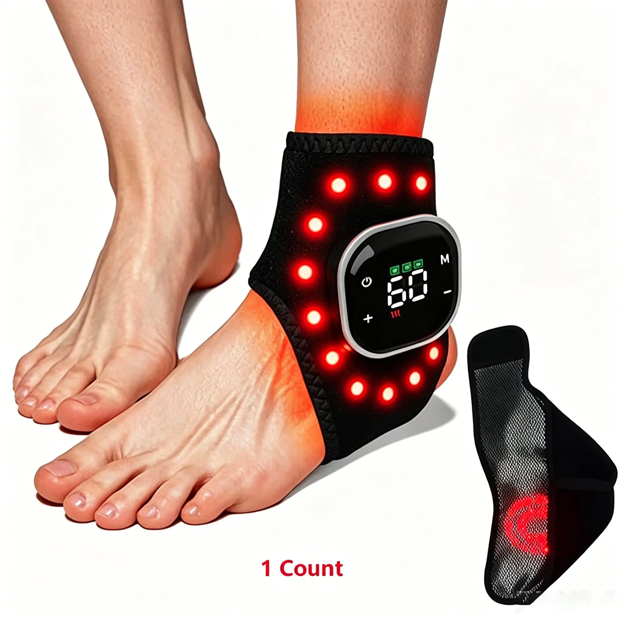 Light Ankle Massager, 5 Heat Settings, 3 Vibration Modes, Heated Ankle Relax Massage Wrap, Comfortable Design, Body Care Machine
