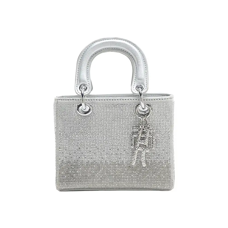 Full rhinestone studded handbag 2026 casual versatile high-end chain Lady makeup bag