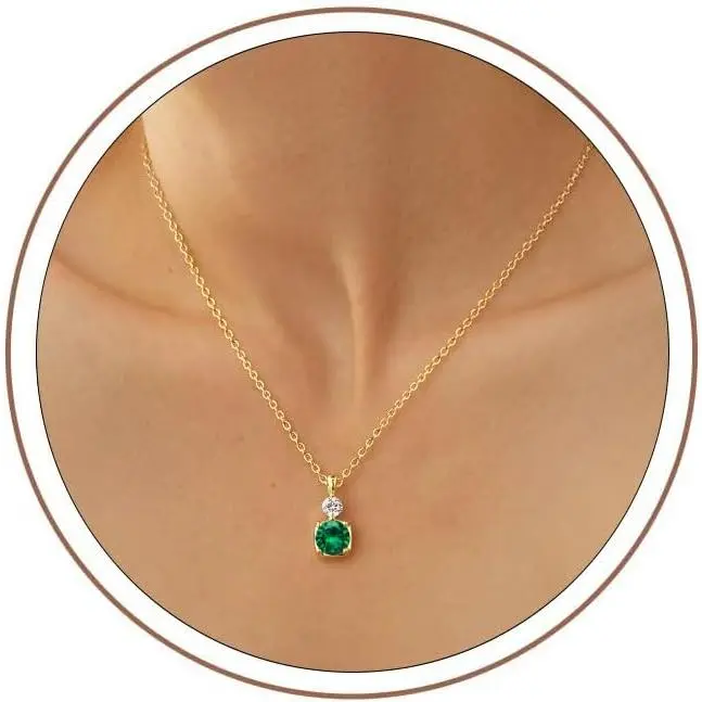1-12 Month Birthstone Pendant Necklaces Jewelry Gifts for Women