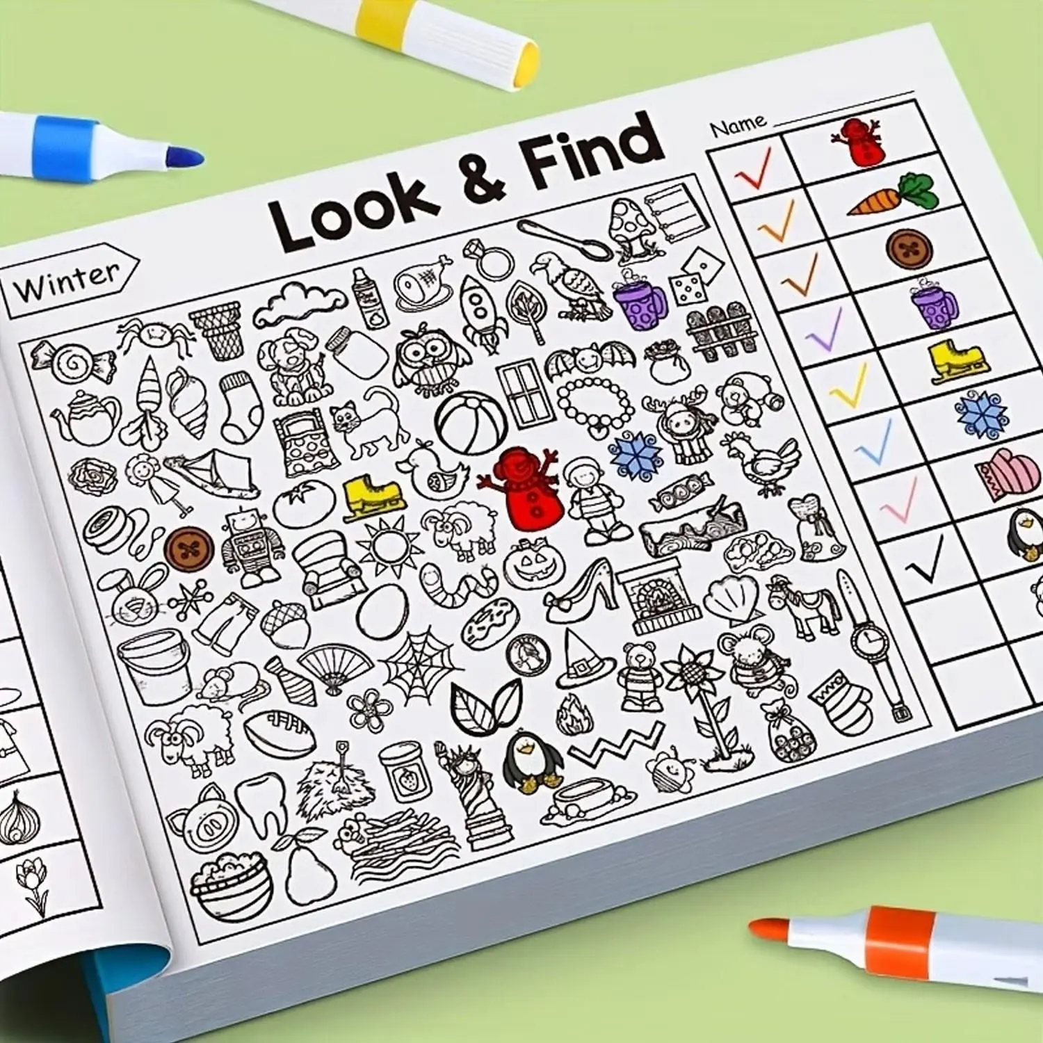 New children's interactive hidden object book - Observation and Search Activity Book, featuring visual search exercises, concentration games, classroom activities, back-to-school items, back-to-school season, Halloween and Christmas gifts, mixed colors, c