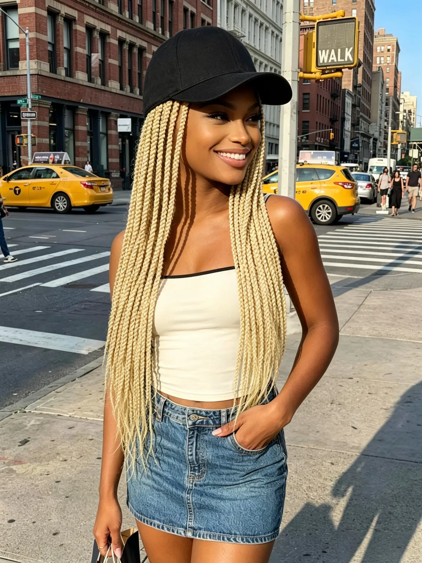 18 Inch Baseball Cap Senegalese Twist Wig, Straight Ends, No Glue Needed, Ready to Wear, Easy to Use Hair Accessory