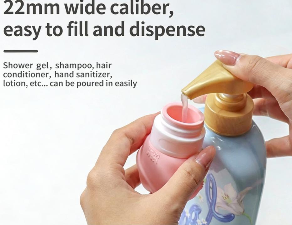 Travel Silicone Refillable Bottles, Portable Leak-Proof Containers for Shampoo, Conditioner and Body Wash