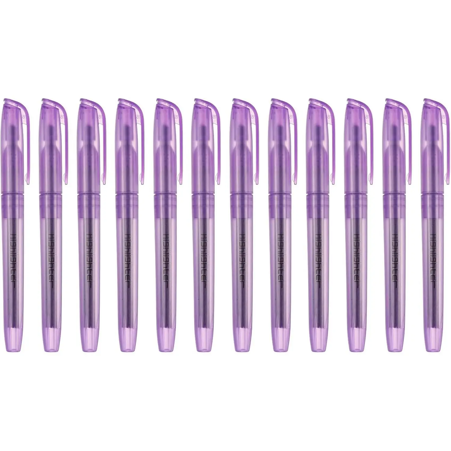 Highlighter, 12 Pack High  No Bleeds Highliters Pens Neon Clear View Bright Quick Dry Pocket Marker Pen Sticks Chisel Tip Cute for Books Office Adults, Transparent