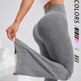 【Black Friday】Women's High Waist Flared Pants, Seamless Knit Bottoms for All Seasons, Butt-Lifting and Tummy Control, Sporty Style Trousers for Workout, Yoga and Training #GLOBAL PICKS