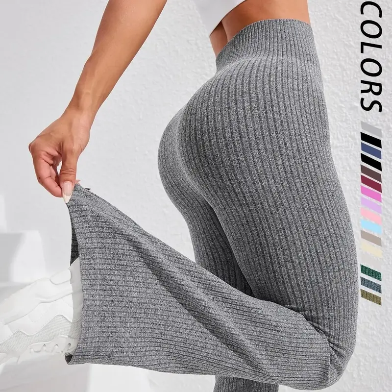 【Black Friday】Women's High Waist Flared Pants, Seamless Knit Bottoms for All Seasons, Butt-Lifting and Tummy Control, Sporty Style Trousers for Workout, Yoga and Training #GLOBAL PICKS