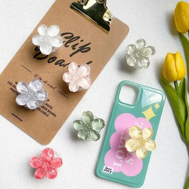 Flower Shape Crystal Grip Phone Holders & Mounts - Expanding Stand, Finger Grip, Popping Socket, AirPods-Compatible Stable Mobile Phone Accessory, Smart Grip Phone Holders & Mounts