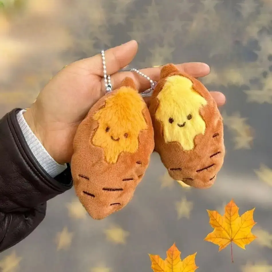 Trendy Cute Baked Sweet Potato Plush Doll, Lovely Sweet Potato Keychain & Bag Hanging Pendant, Soft Stuffed Food-Shaped Decor for Girls, Adorable Fashion Accessory for Bags & Keys, Perfect Sweet Gift for Birthday, Holiday & Daily Surprise Giving summervib