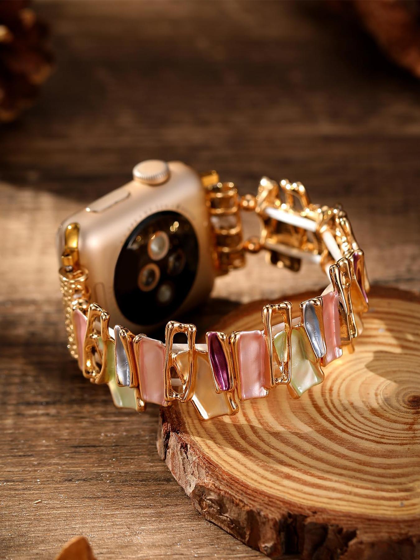 Boho Style Multicolor Beaded Watch Band, Rhinestone Decor Elastic Watch Straps for Women, Fashionable Watch Accessories for Iwatch Series 9 8 7 6 5 4 3 2 1 Se, Smart Watch Accessories