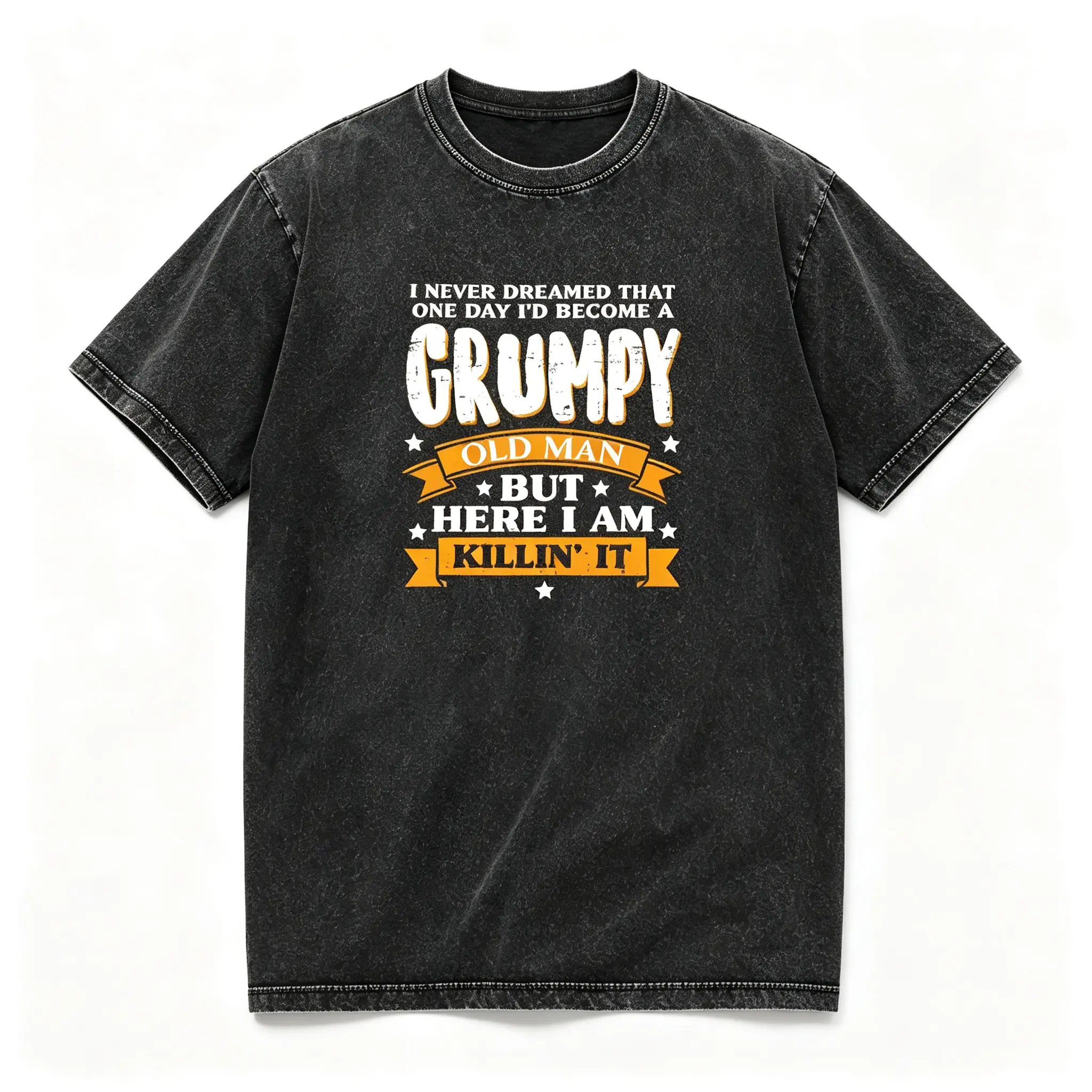 Grumpy Old Man Funny Graphic Mens T Shirt Washed US Standard Fit Grandpa Fathers Day Gift Casual Crewneck Novelty Everyday Streetwear Short Sleeve vintage tee