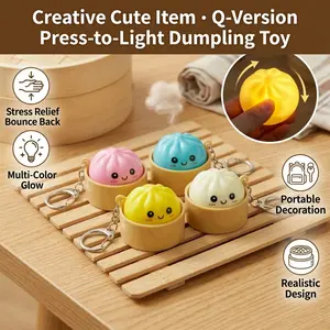 Press Light-up Dumpling Keychain, Mechanical Feel Stress Relief Pendant, Cute Creative Ornament, Lovely Decorative Hanging Accessory for Keys and Backpacks, Fun Decompression Charm for Daily Use