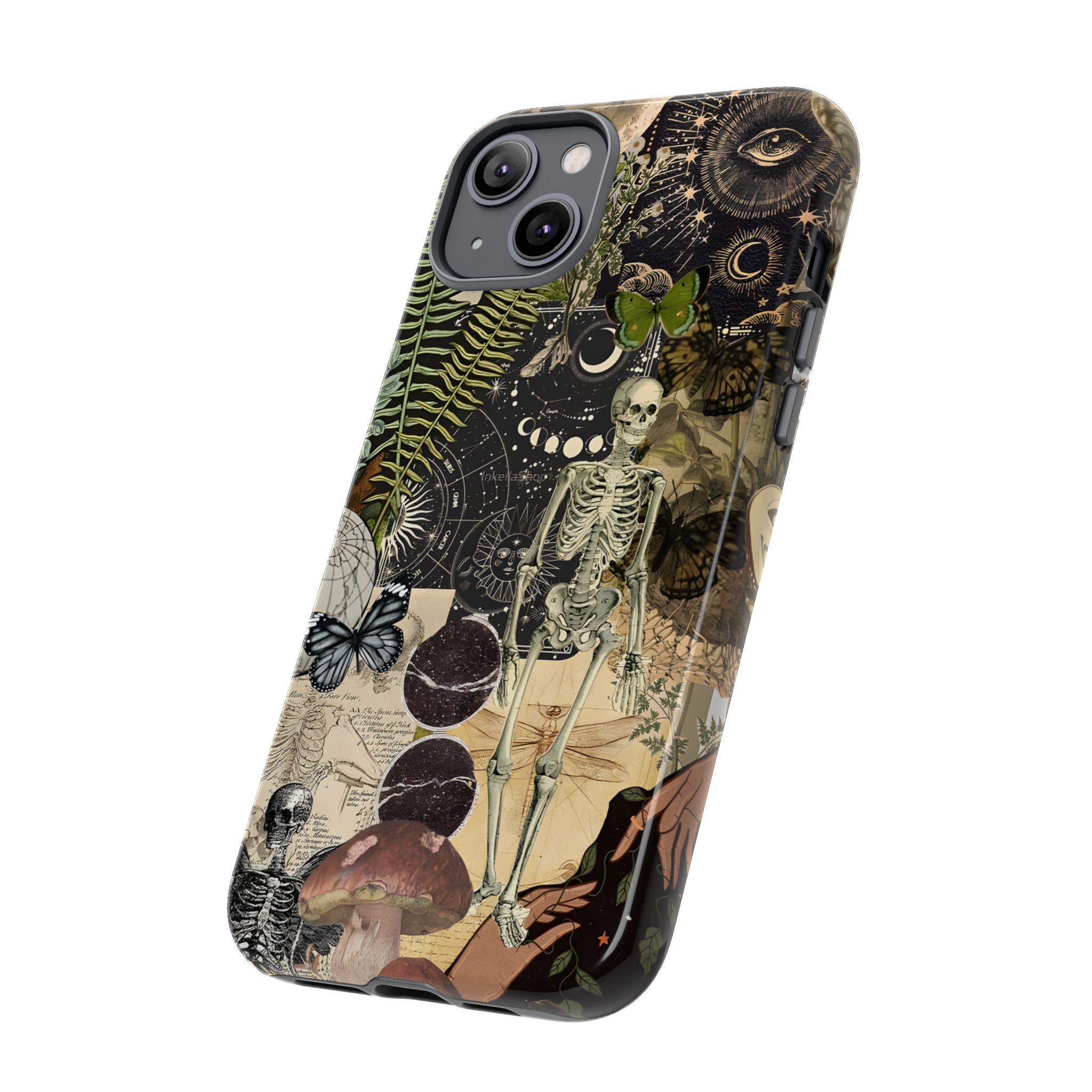 Gothic Skeleton iPhone Case – Witchy Aesthetic Celestial Phone Cover |   Cover for iPhone 17 16 15 14 13 12 SE Max Pro, Gift