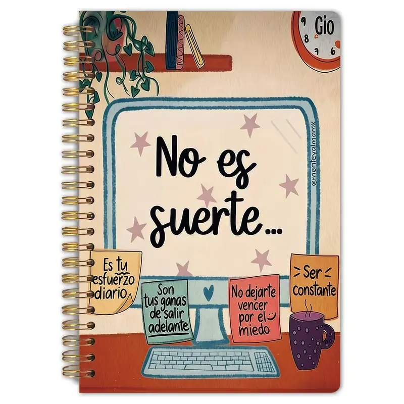 Inspirational Spanish Quote Notebook, Self Growth Motivational Diary, 50 Sheets 100 Pages, Wire Bound Journal, Office Desk Art Cover